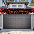 thumbnail image 6 of Happy Birthday Banner Red Balloons and Gifts Black Backdrop Party Decorations Photo Props Birthday Celebration Event Supplies Background, 6 of 8