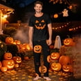 thumbnail image 2 of Family Pajamas Matching Sets - 2 piece Pumpkin Face Print Short Sleeve Tops + Pants Sets,Halloween Pajamas Matching Sets for Family Halloween Night for L Pjs, 2 of 8