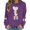 thumbnail image 4 of Sweatshirts for Womens Valentine's Love Heart Bow Printed Shirts Long Sleeve Round Neck Blouses Valentine's Day Sweater Pullover Tops Plus Size, 4 of 5