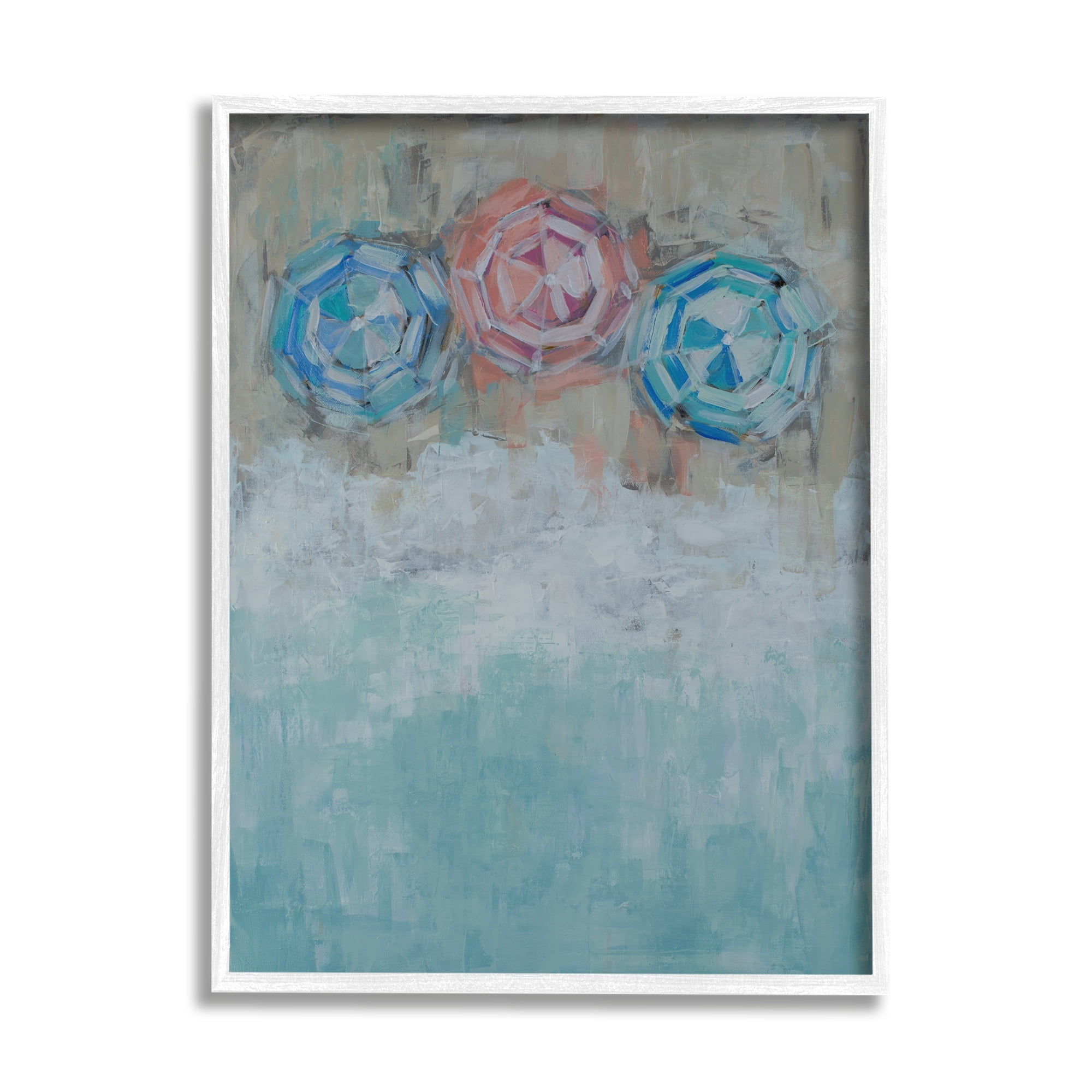Stupell Industries Beach Umbrella Trio Abstract Aerial Ocean Coast, 16 x 20,Design by Reesa Qualia