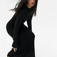 thumbnail image 4 of MIUOWANP Sweater Dress with Pockets Women's Long Sleeved Round-neck Fashion Solid Color And Ankle Dress, 4 of 5