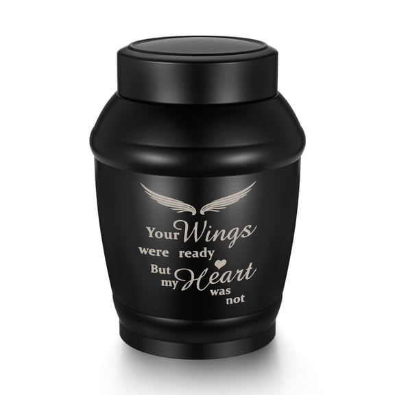 Urns for Human Ashes - 5.5 Inches Black Angel Wings Urn for Ashes Keepsake, Cremation Urns Memorial Holder, Funeral Decorative Urn for Women Men-Black Cross