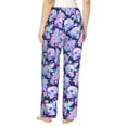 thumbnail image 2 of Bixox Women's pinkk flower crystal Skull Patterned Pajama Pants Loungewear, 2 of 5