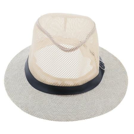 Men Sun Panama Hat Fishing Beige Foldable Fedora