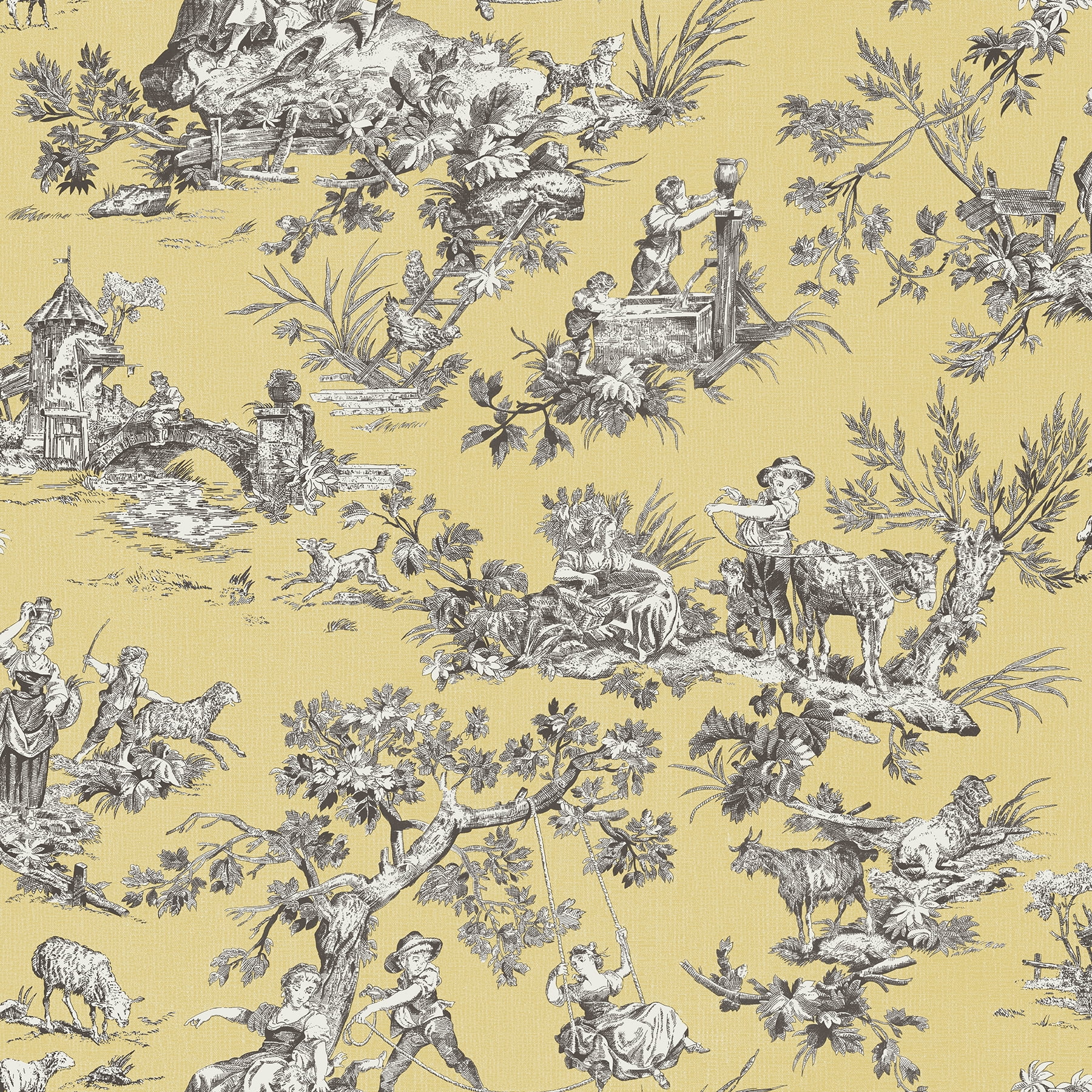 Chesapeake Whitney Yellow Toile Wallpaper - Walmart.com