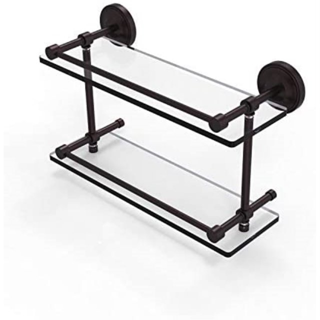 Prestige Regal 16 Inch Double Glass Shelf with Gallery Rail - PRBP-2/16-GAL-ABZ