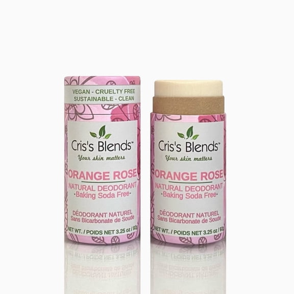 Zero Waste ORANGE ROSE DEODORANT, 3 oz, Baking Soda Free.