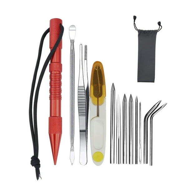 Eigraketly Marlin Set Agujas de cordones Acero inoxidable Profesional Pequeña artesanía Costura Reutilizable Extraíble Tejer Pin Trabajo de cuero carpas 12 piezas rojo Eigraketly OD023335-14B