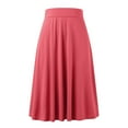 thumbnail image 6 of vigerkar Womens Basic Solid Midi Skirts Casual Knee Length A-Line Skirt Lightweight Flare Pull On Closure Skirt Plus Size Watermelon Red, XXL, 6 of 7