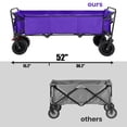 thumbnail image 6 of SACVON 51.2" Large Collapsible Folding Wagon Cart, 560 lbs Load Capacity, Heavy-Duty Steel Frame & Oversized Wheels for Grocery Shopping, Camping, Sports, Moving – Purple, 6 of 10