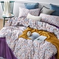 thumbnail image 3 of TRAHOO-Vintage Garden Floral Comforter Set Queen Purple Pink Floral Bedding Set Queen Soft Fluffy Microfiber Boho Flowers Comforter Set Vibrant Colors Vintage Botanical Comforter Set with 2 Pillowcas, 3 of 4