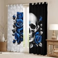thumbnail image 2 of Feelyou Gothic Skull Teens Blackout Curtains Set of 2 (52x84 Each), Valentine's Day Rose Window Curtains, Black Blue Flower Curtains and Drapes, Black Out Curtains Decor, 2 of 6
