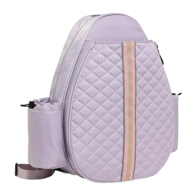 Mochila acolchada para raquetas de tenis y bádminton con dos bolsillos laterales. Violeta