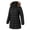 Black, variant on HVEOO Women's Long Winter Coat Waterproof Quilted Puffer Jacket with Hood, Black