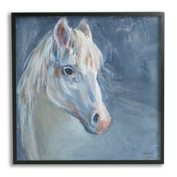 Stupell Industries Gentle Gray Horse Painting Animals & Insects Painting Black Framed Art Print Wall Art, 12 x 12