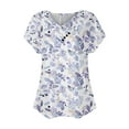 thumbnail image 3 of YOTAMI Womens Plus Size Tops Summer Short Sleeve Casual Shirts Fashion Floral Print V-Neck T-Shirt Flowy Loose Soft Blouses Light Blue, Size XXXXXL, 3 of 3