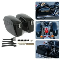 KOJEM Motorcycle Hard Saddle Bag Trunk, W/brackets, Universal Fit for Harley Honda Suzuki Yamaha Kawasaki Cruiser, Black