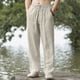 thumbnail image 4 of Pantalones informales de lino con cordón para hombre - Cintura elástica, bolsillos laterales - Ligeros y transpirables - Para la playa, el yoga y el verano, 4 of 8