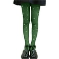 thumbnail image 2 of Girls Sparkle Tights Fishnet Rhinestone Stockings Kids Glitter Mesh Pantyhose Leggings Girls Flare Pants Green 5-15Y, 2 of 3