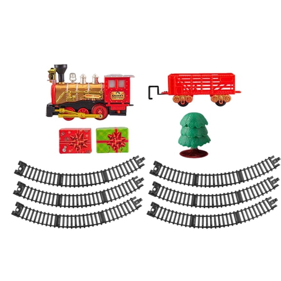 guohui Christmas Toy Train Set Locomotive and Gift Box Carriage for Boys Girls Kids
