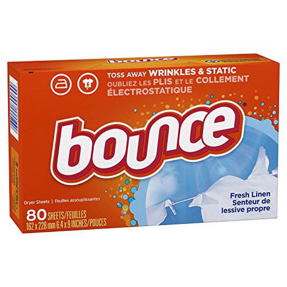 Bounce Fabric Softener Dryer Sheets Fresh Linen 80 Count Pack of 3
