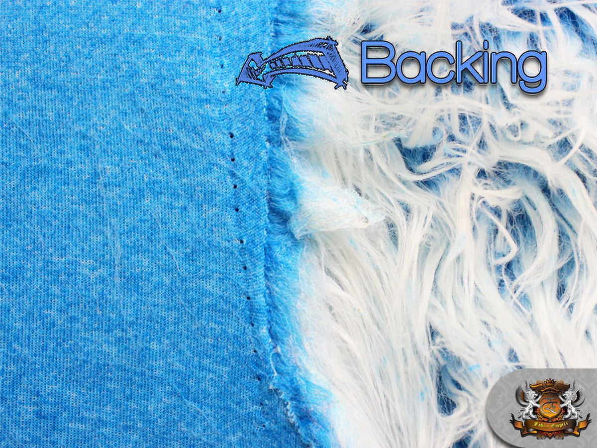 Faux Fur Long Pile ULTRA MONGOLIAN 2 TONE AZURE BLUE Fabric / 64" W / Sold by the yard