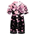 thumbnail image 5 of Vetsdori Short Sleeve Pajamas Sets for Women Heart Print Casual Homewear Sleepwear 2 Pieces,Summer Button up Loungewear Pockets Shorts & Top Womens PJ Sets Soft, 5 of 5