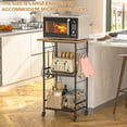 thumbnail image 4 of Rolling Kitchen Microwave Cart, 3 Tier Microwave Table Stand with Adjustable Shelf, Kitchen Storage Rack on Wheels, Coffee Station Cart Rack Shelf Organizer for Living Room Office, Balcony, 4 of 6
