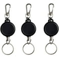 thumbnail image 1 of Retractable Key Chain,3 Pack Stainless Steel Wire Rope Retractable Badge Holder Keychain, Anti Lost Keyring Spring Snap Key Chain Clip for Key Lanyard ID Carabiner Badge Reels, 1 of 5