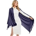 thumbnail image 3 of Pashmina Shawl Women's Solid Beige Pashmina Shawl - Lightweight Wrap Scarf for Weddings & Evening Wear, Navy One Size, 3 of 5
