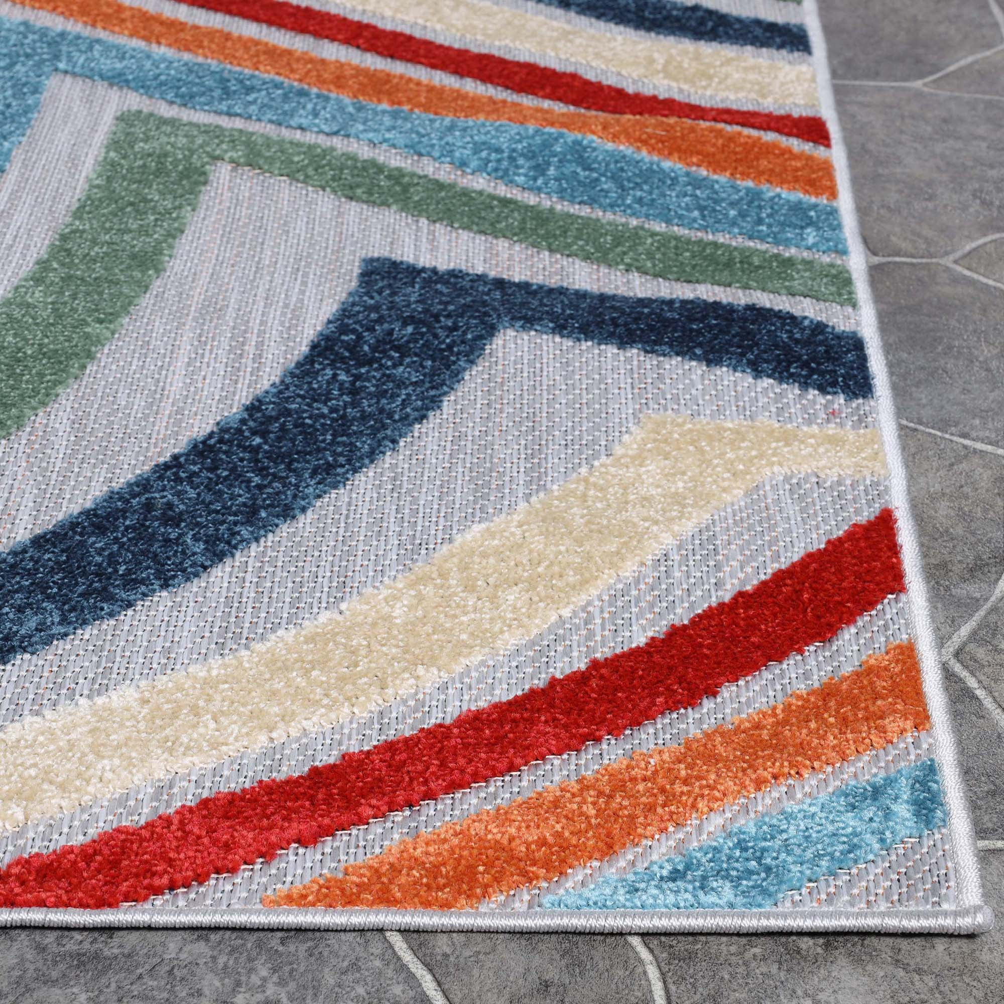 BNM Wave Coastal Striped Indoor Outdoor Area Rug, 4' x 6', Multicolor