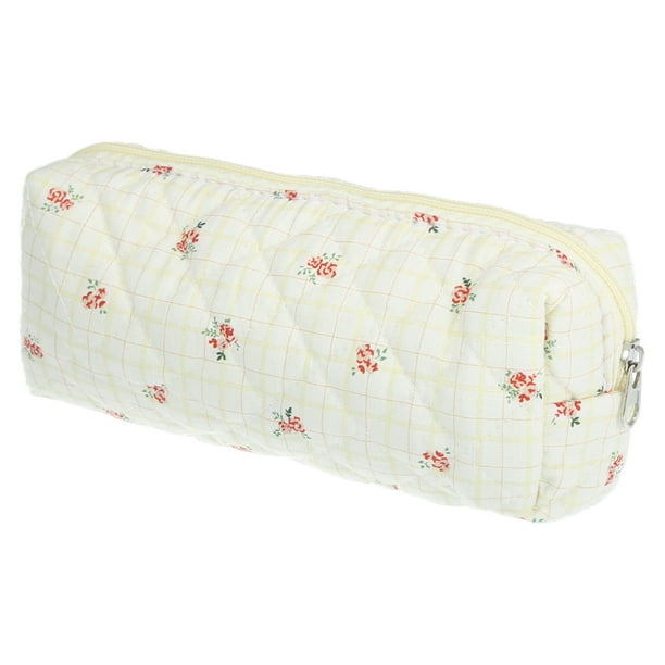 1 Pc Bolsa de Maquillaje Pequeña y Duradera para Mujeres, Acolchada, Ideal para Vacaciones, Viajes y Gimnasio, Color Beige y Rojo, Algodón