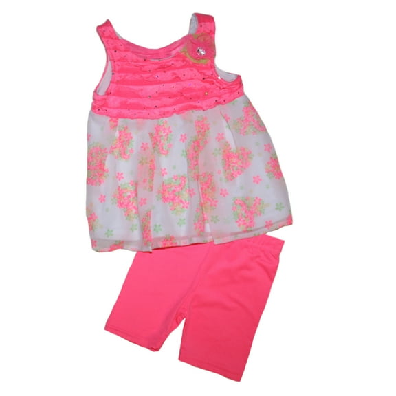 Little Lass Baby Infant Girl's Pink Floral Shirt and Shorts Set (12 Months)