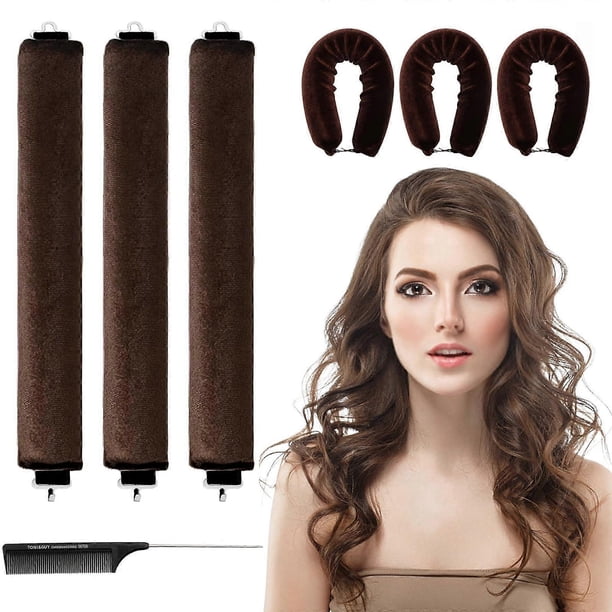 Rizadores de pelo sin calor, de satén, con peine para peinar el cabello largo durante la noche.