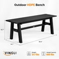 thumbnail image 3 of VINGLI 47” Outdoor Bench Garden Bench HDPE Porch Bench w/Metal Legs, Poly Lumber Patio Benches, 660 LBS Capacity Outdoor Backless Benches(Black), 3 of 7
