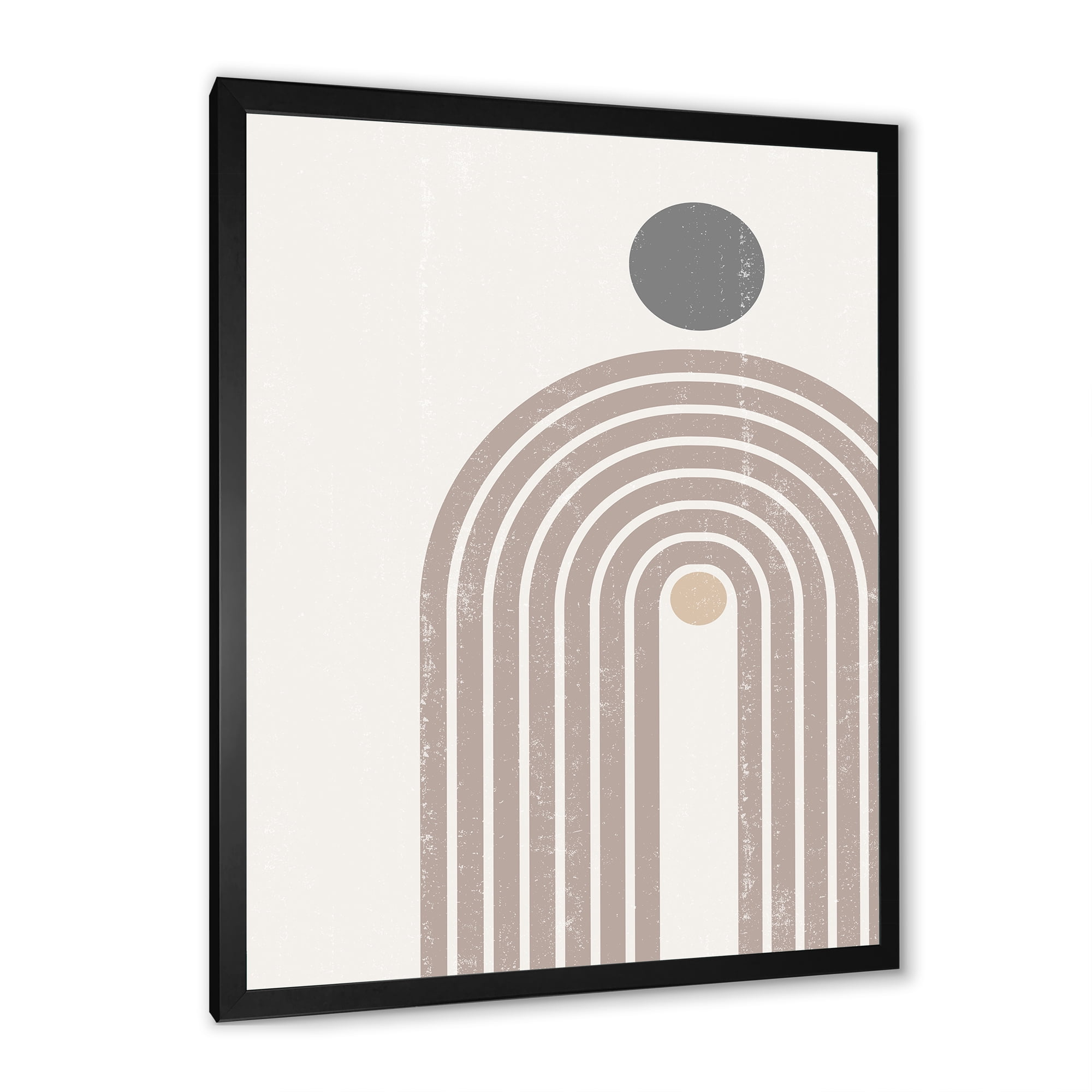 Designart 'Abstract Rainbow Moon and Sun In Earth Tones I' Modern Framed Art Print