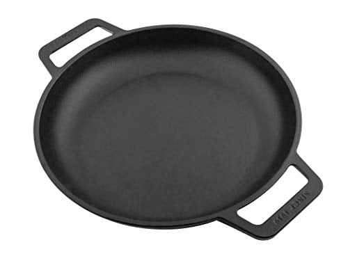 13 Inches Black Victoria Cast Iron Paella Frying Pan Seasoned with 100% Kosher Certified Non-GMO Flax seed Oil