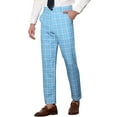 thumbnail image 4 of Lars Amadeus Men's Business Plaid Lightweight Regular Fit Flat Front Checked Pants, 4 of 6