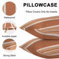 thumbnail image 5 of Throw Pillow Covers 16x16 Inch Set of 2, Vintage Burnt Orange Striped Waterproof Outdoor Pillow Covers, Farmhouse Modern Stripes Boho Decorative Cushion Pillowcases for Patio Garden Couch Bed, 5 of 9