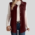 thumbnail image 4 of larppty Womens Fashion Corduroy Shackets Button Down Jackets Tops Fall Trendy Lightweight Long Sleeve Vests Blazer (Wine, S), 4 of 4
