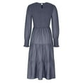 thumbnail image 6 of OKBOP Pearl Dress-Slip Dress Fashion Casual Solid Round-Neck High Waist Long Sleeve Mid Calf Dress Sundress Summer Clearance, 6 of 8
