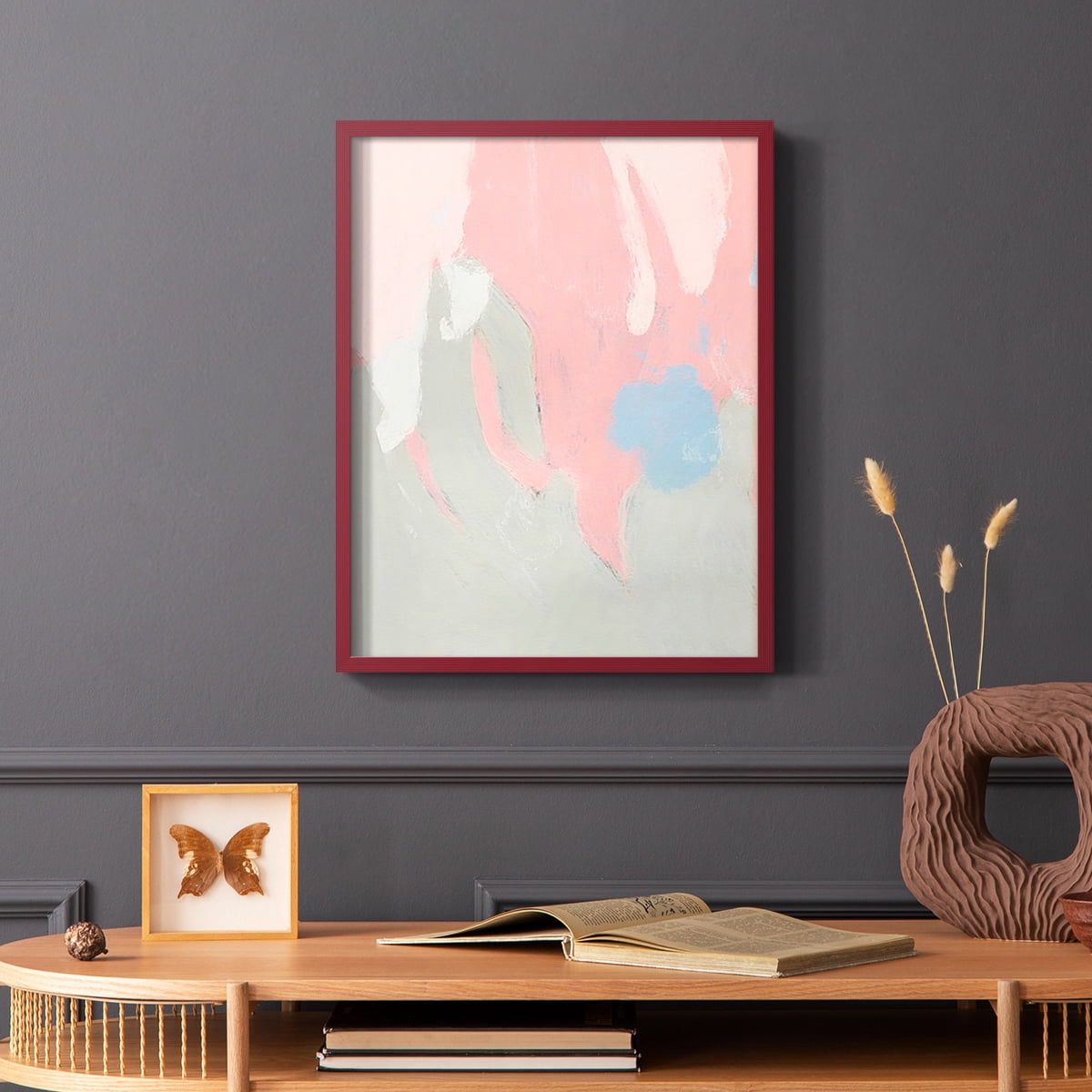 Blushing Abstract I Framed Print in Red Solid Wood Framed Print No Nail Hanging