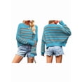 thumbnail image 3 of Women'S Oversized Batwing Sweaters 2025 Fall Outfits Trendy Crewneck Knit Side Slit Fashion Pullover Tops Blue-Brown S, 3 of 7