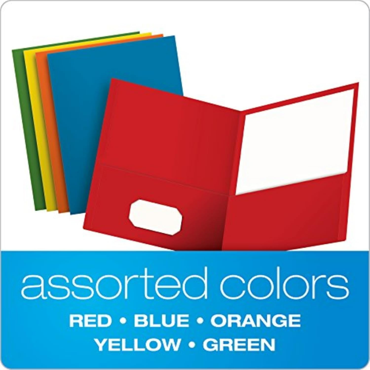 General Two Pocket Folders,Textured Paper,Assorted Colors (Blue,Red,Yellow,Orange,Green),for School,Home,and Office,Letter Size,25 Per Box (57513EE),(Pack of 5)
