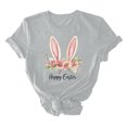 thumbnail image 3 of UPPADA Easter Femmes Oeufs Imprimé T-Shirts Heureux Easter Graphique Bunny Lapin Mignon T-Shirts Manches Courtes Décontracté Col Rond T-Shirts Été Basique Coupe Régulière Chandails Gris,TG, 3 of 5