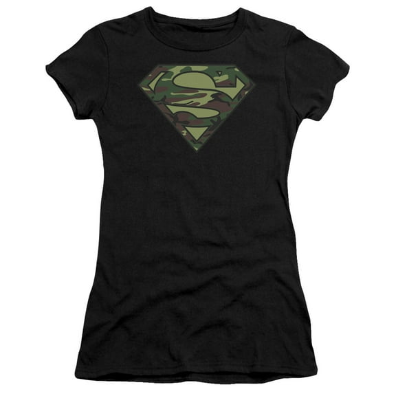 Superman Camo Logo Junior Women's T-Shirt Sheer Black