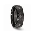 thumbnail image 3 of Mens Chisel 7.5mm Faceted Black Ceramic Wedding Band Ring, 3 of 5