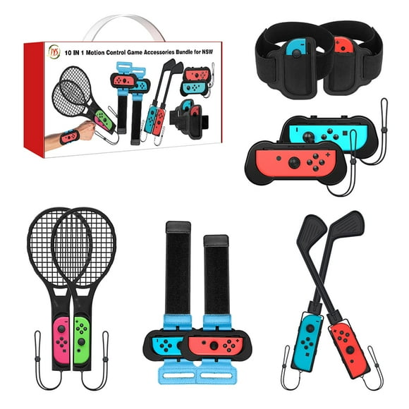 Uxilep for Nintendo Switch Accessories,10 in 1 Switch Sports Accessories Bundle,Family Accessories Kit for Nintendo Switch Sports Games 2023:for Mario Golf,Wri