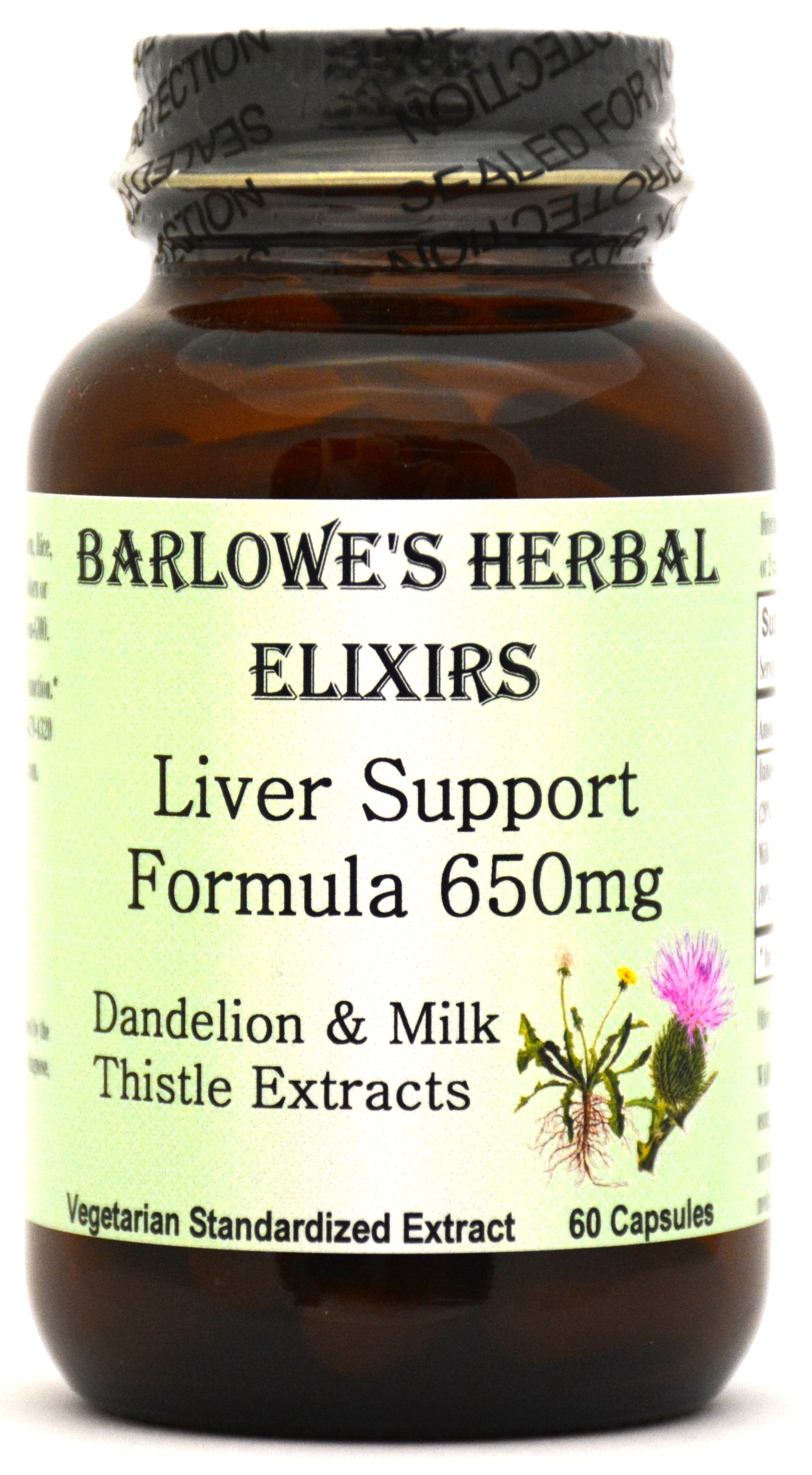 Liver Support - 60 650mg VegiCaps - Stearate Free, Bottled in Glass! FREE SHIPPING on orders over $49!