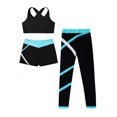 thumbnail image 3 of iiniim Girla Dance Outfits Crop Top with Shorts Leggings 3 Pieces Outfits for Gymnastics Yoga Dancing Blue Green 12, 3 of 6